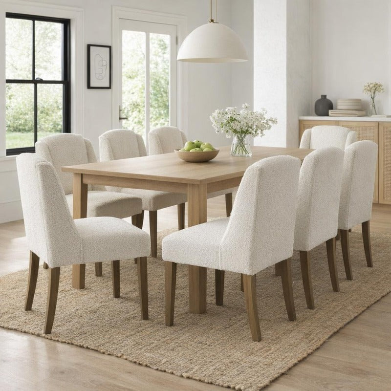 Compton Bouclé Dining Chair styled in an interior setting
