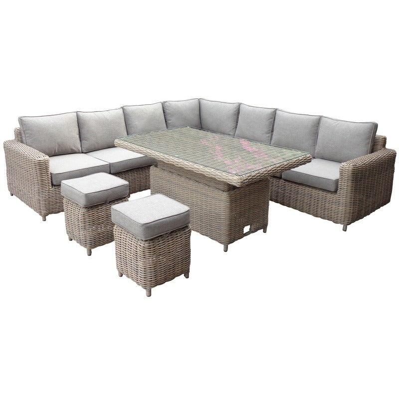 Amalfi Outdoor Corner Set with Riser Table & Stools product view