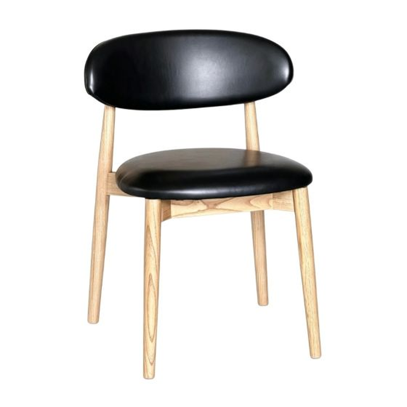 Scandi Dining Chair – Light Leg – Black Faux Leather product image
