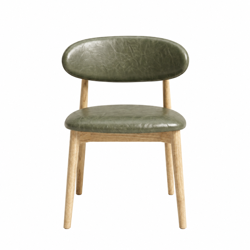 Scandi Dining Chair – Light Leg – Green Faux Leather product image