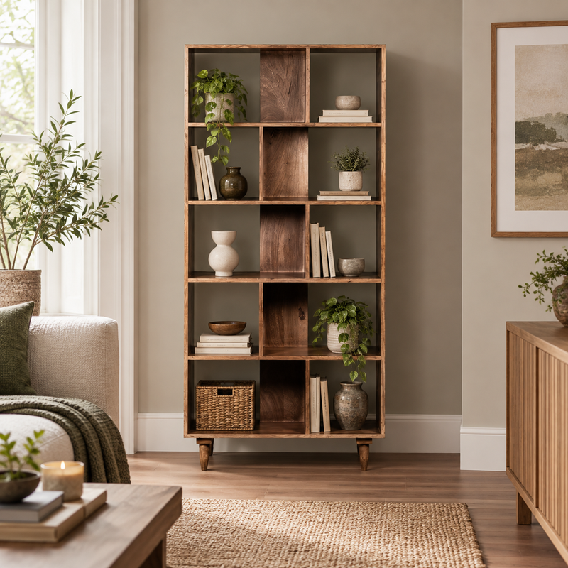 Scandi Mango 80cm Bookcase detail view