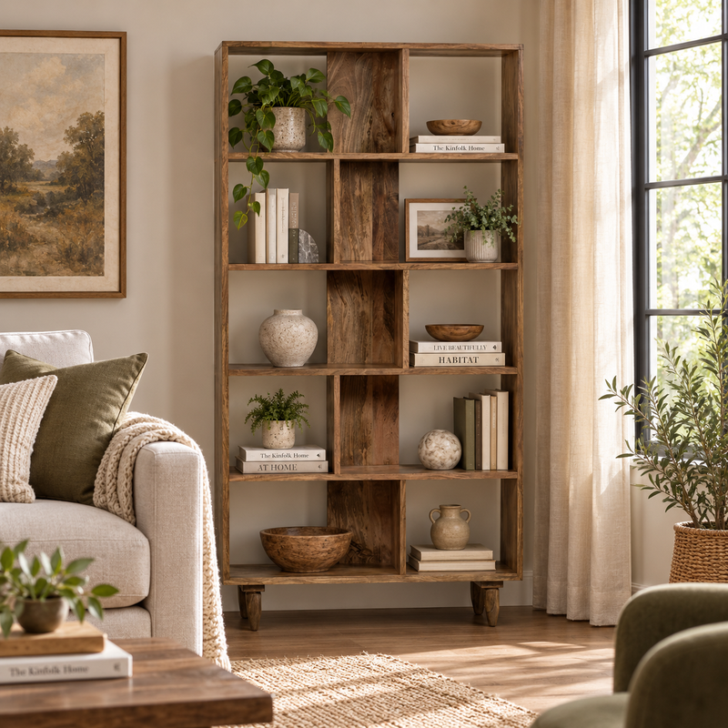 Scandi Mango 80cm Bookcase styled room image