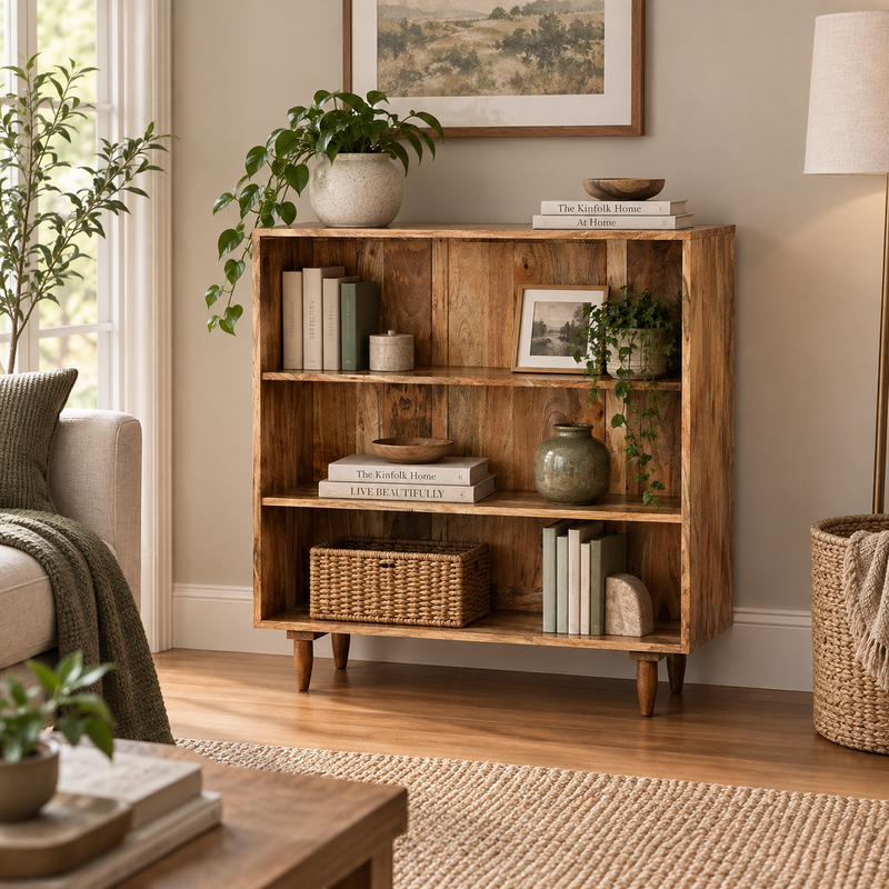 Scandi Mango 100cm Bookcase styled room image