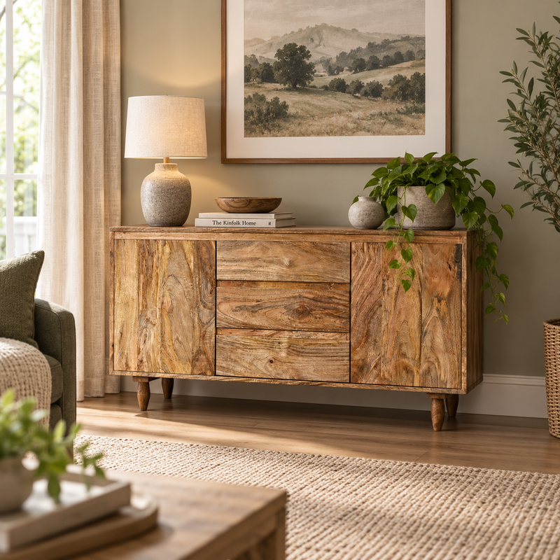 Scandi Mango 130cm Sideboard styled room image