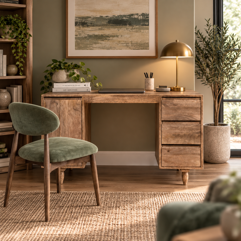 Scandi Mango 126cm Desk styled room image