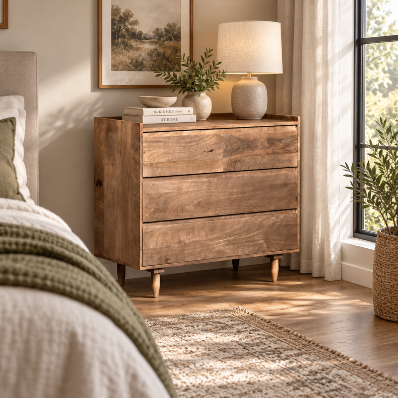 Scandi Mango 100cm 4 Drawer Chest styled room image