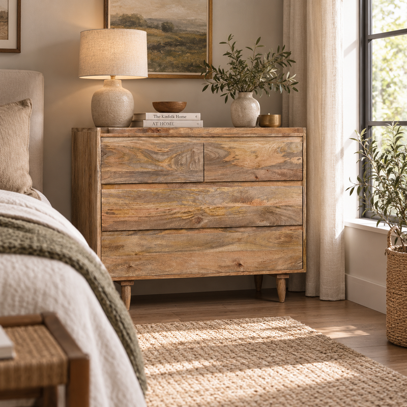 Scandi Mango 100cm 4 Drawer Chest detail view