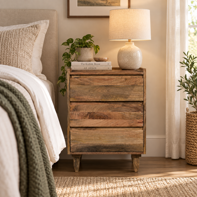 Scandi Mango 50cm 3 Drawer Chest detail view