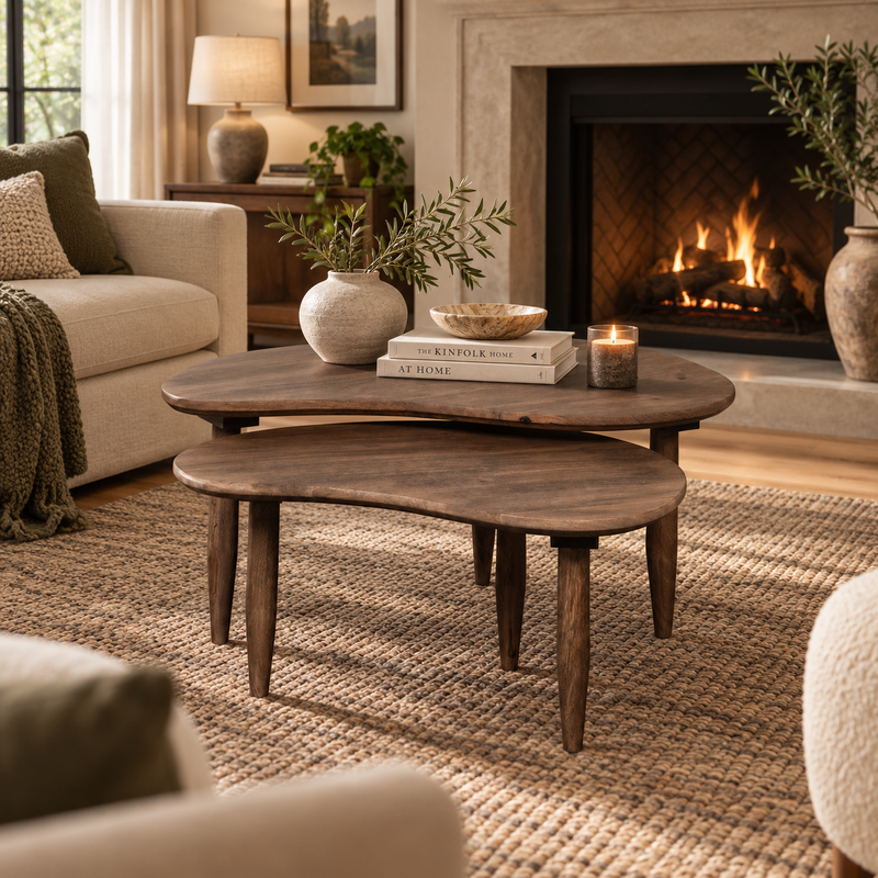 Scandi Mango Kidney Bean Coffee Table detail view