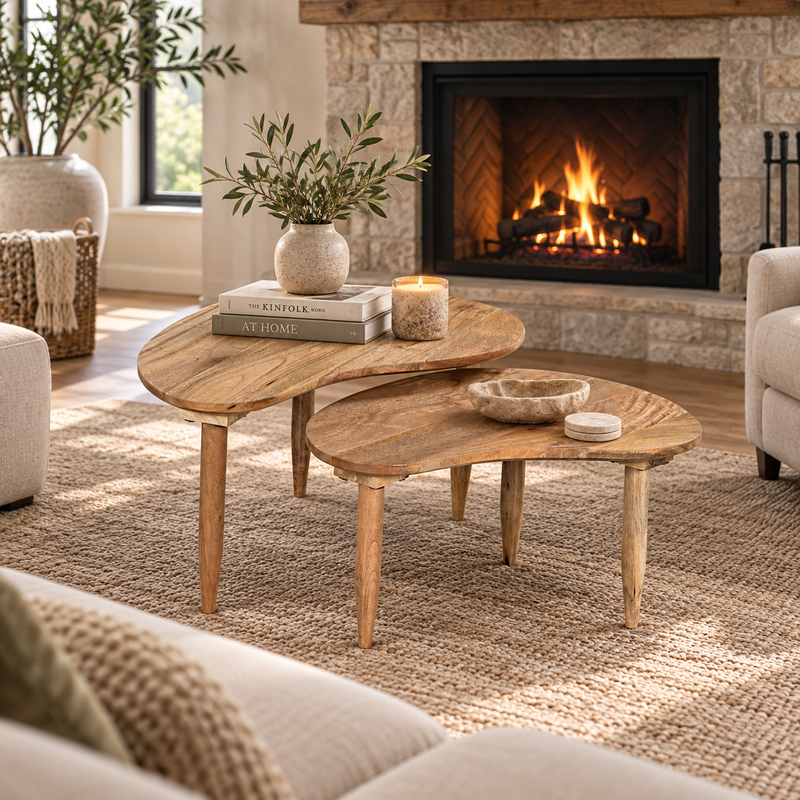 Scandi Mango Kidney Bean Coffee Table styled room image