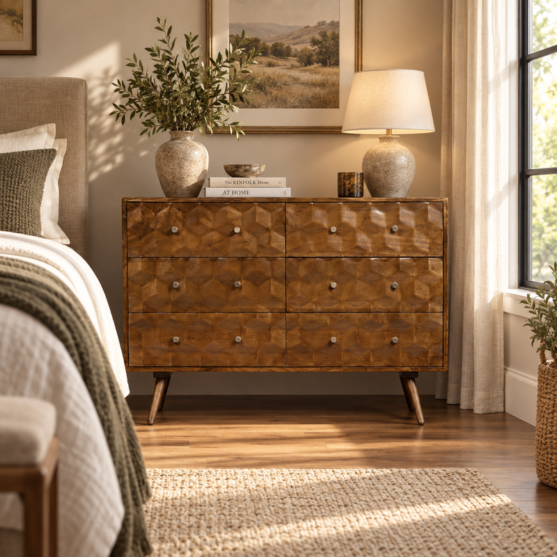Geo Mango 120cm 6 Drawer Chest detail view