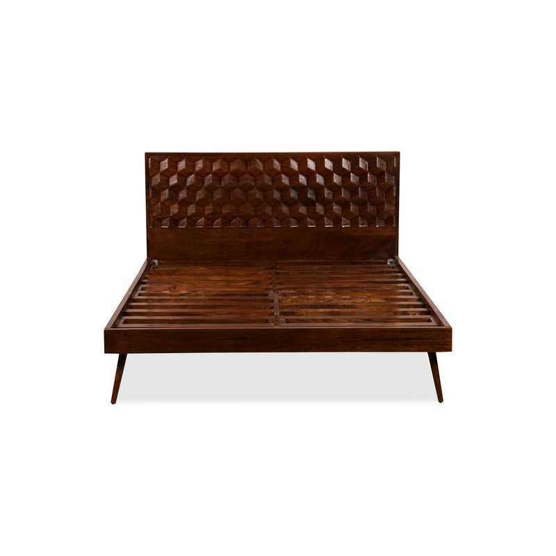 Geo Mango Wood Bed Frame – Dark product image