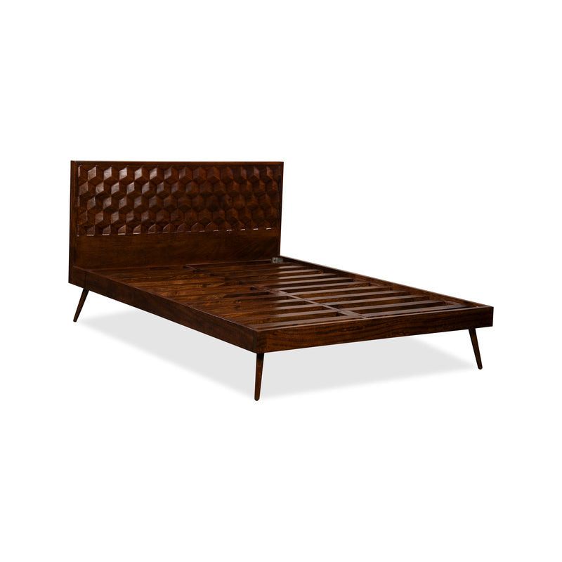 Geo Mango Wood Bed Frame detail view