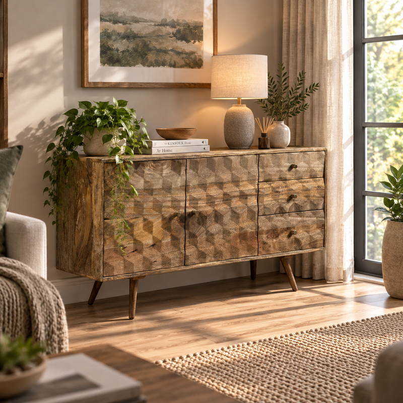 Geo Mango 140cm Sideboard detail view