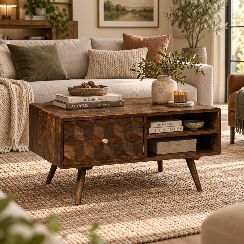 Geo Mango 90cm Coffee Table detail view