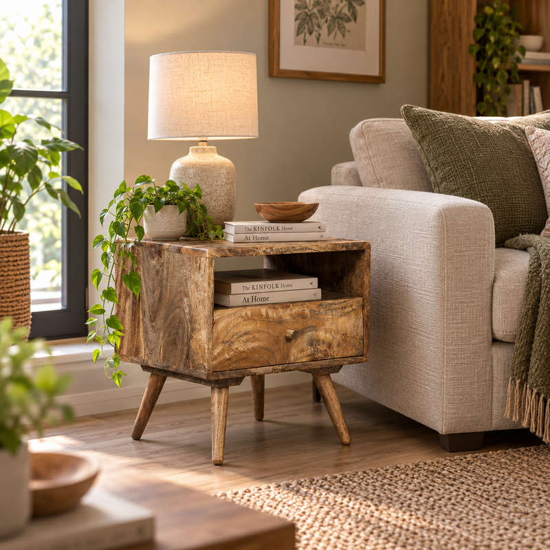 Geo Mango Side Table styled room image