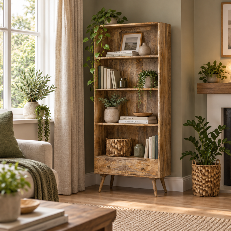 Geo Mango 85cm Bookcase styled room image