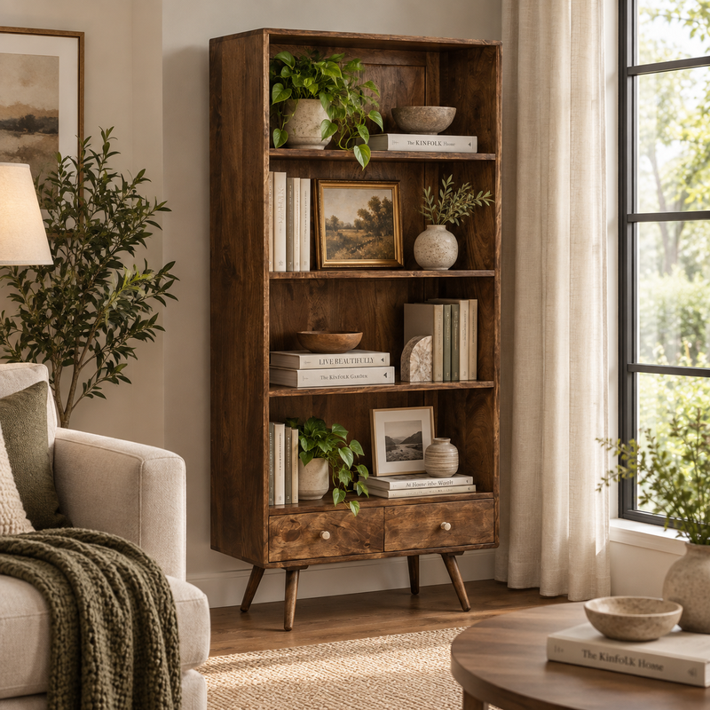 Geo Mango 85cm Bookcase detail view