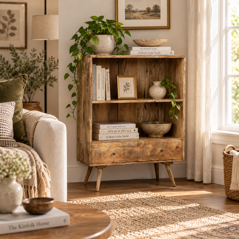 Geo Mango 85cm Bookshelf styled room image